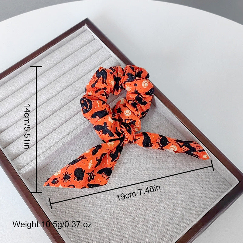 Wholesale Hair Ring Fabric Printing Pumpkin Ghost Bat  Strap